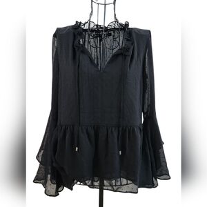 WHBM Elegant Black Ruffled Women's Top